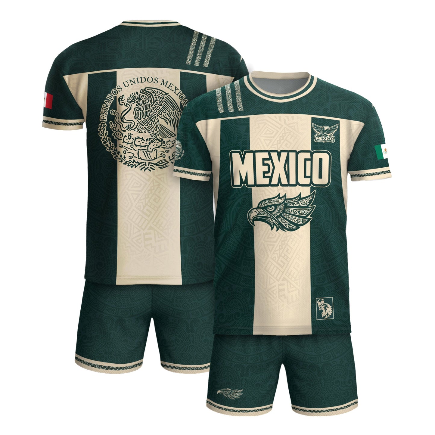 Mexico Green Beige Eagle Heritage Estados Unidos Mexicanos National Soccer Jersey