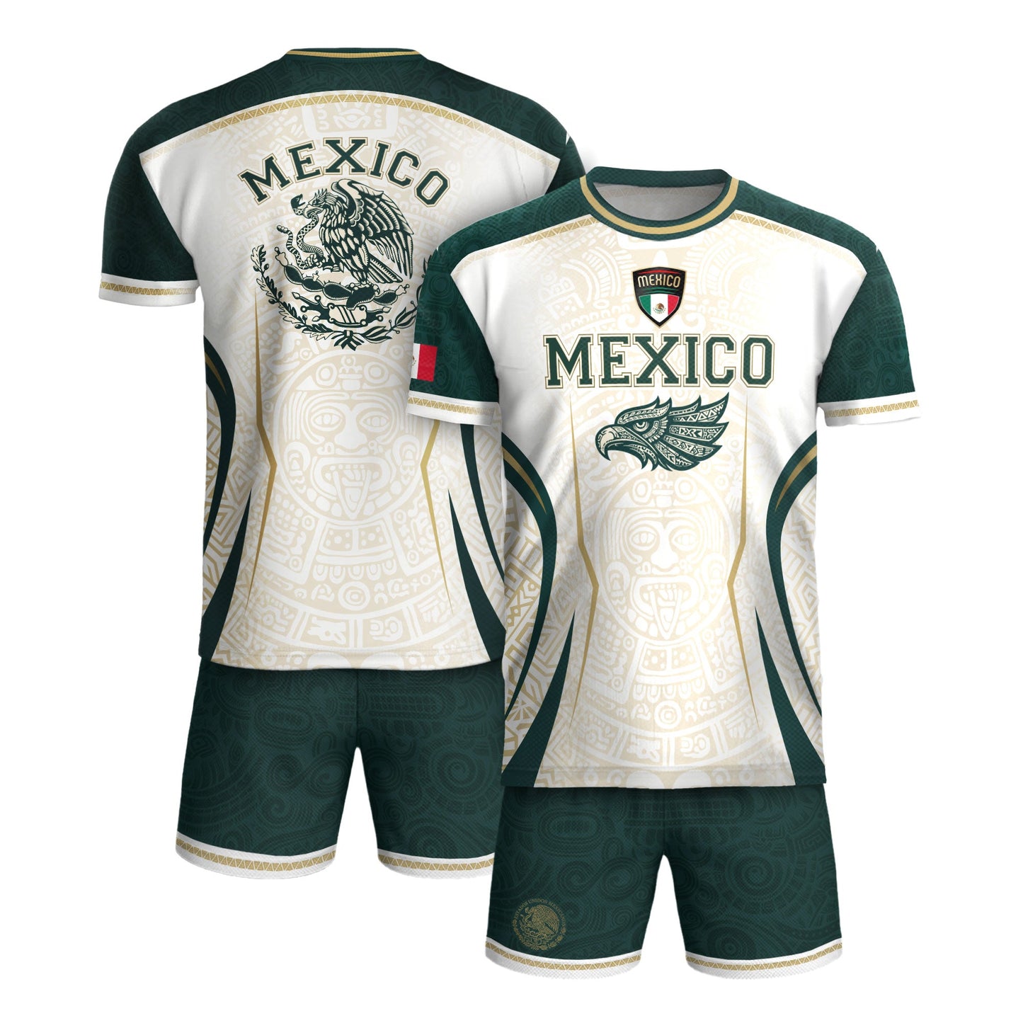 Mexico Green White Aztec Eagle Heritage Estados Unidos Mexicanos Soccer Jersey