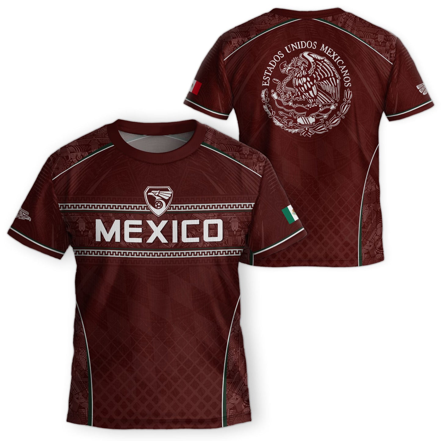 Mexico Soccer Jersey Youth Maroon Aztec Eagle Football Shirt Classic Fan Wear