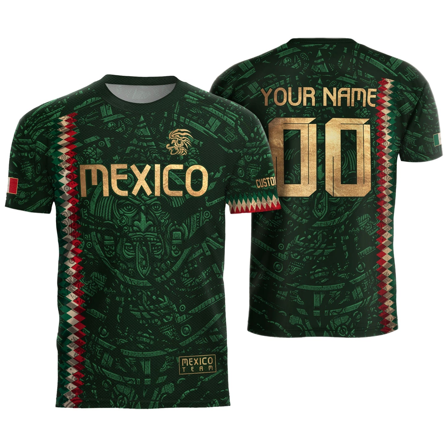 Custom Mexico Soccer Jersey Men Women Green Gold Mexican Football Jersey Playera De Mexico Jersey De Mexico