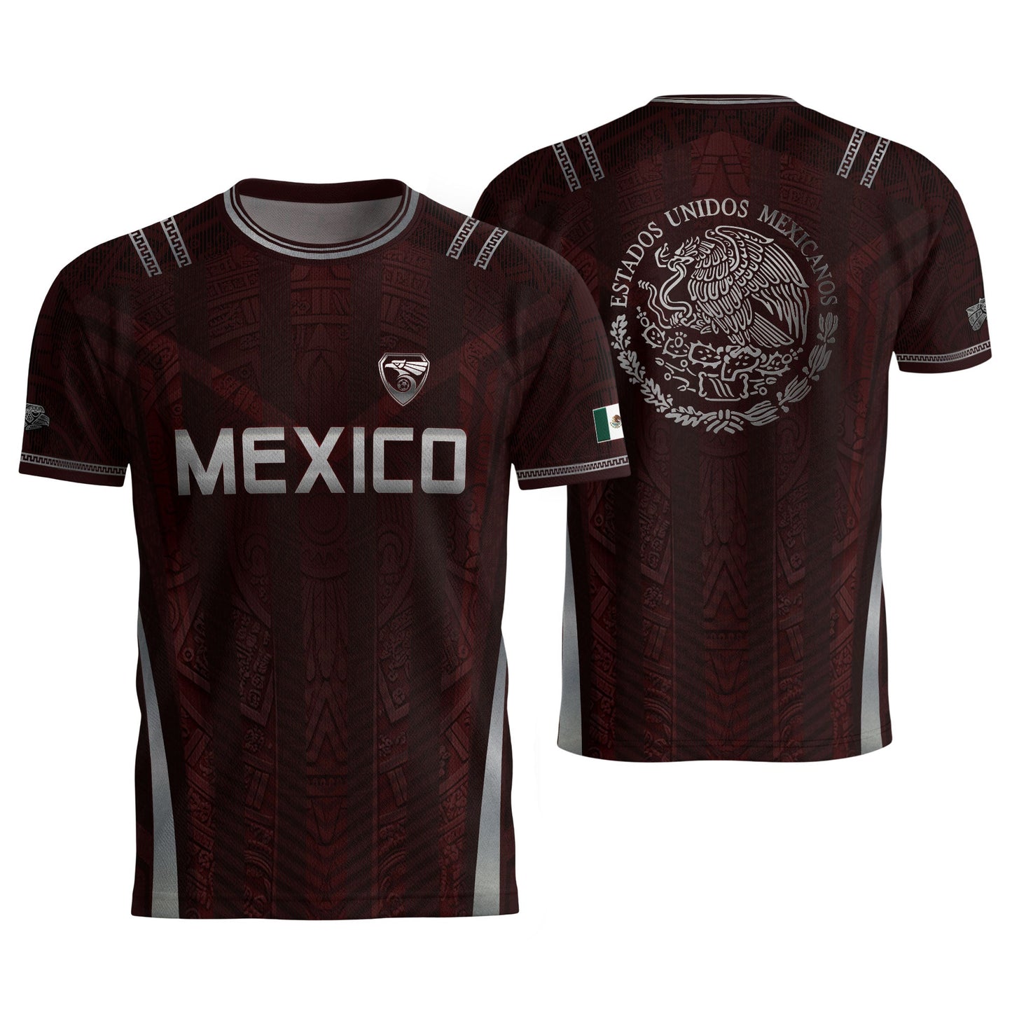 Mexico Soccer Jersey Men Maroon Silver Eagle Football Shirt Retro Fan Apparel