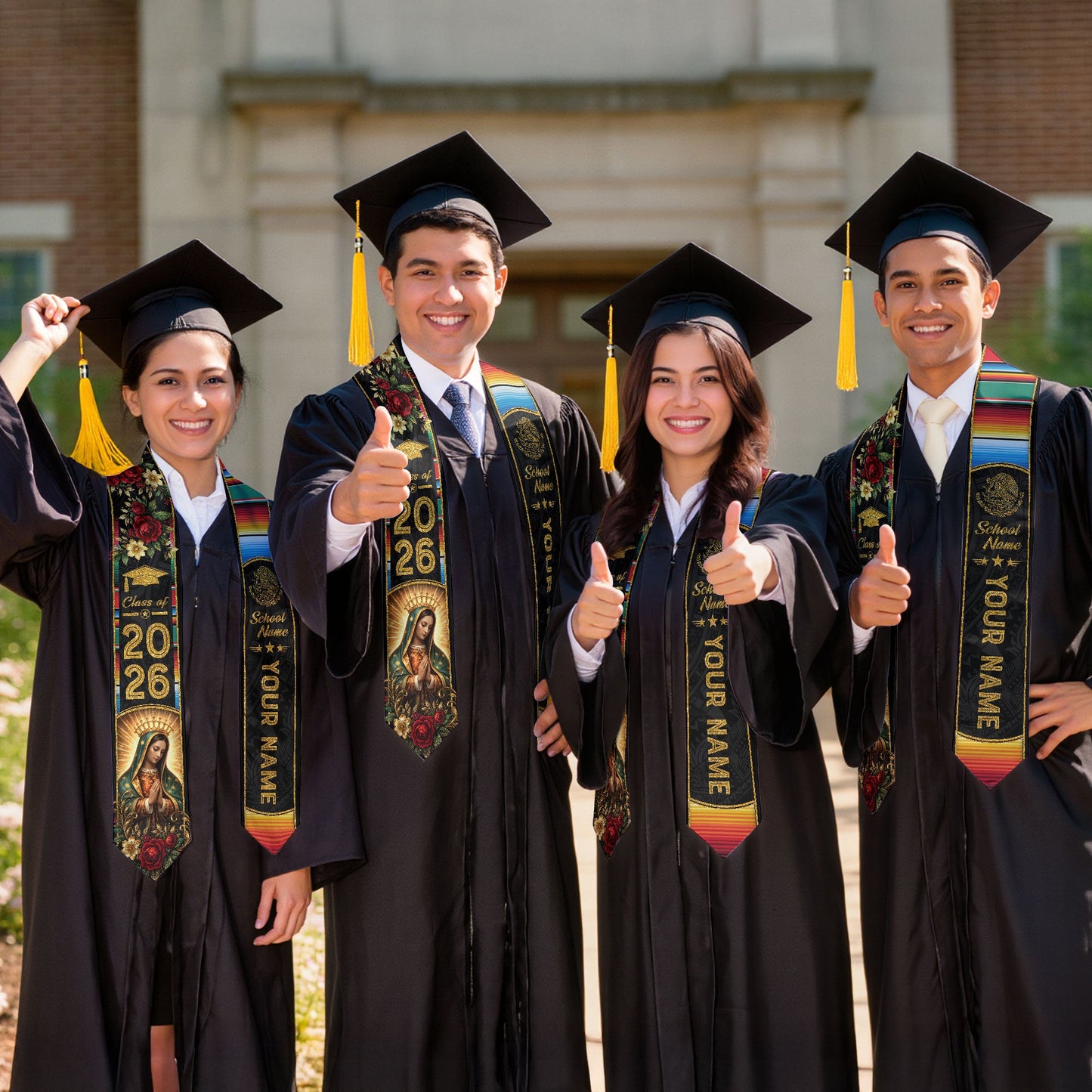 Custom Mexican Graduation Stole 2026 Personalized Mexico Graduation Sash Stoles for Graduation