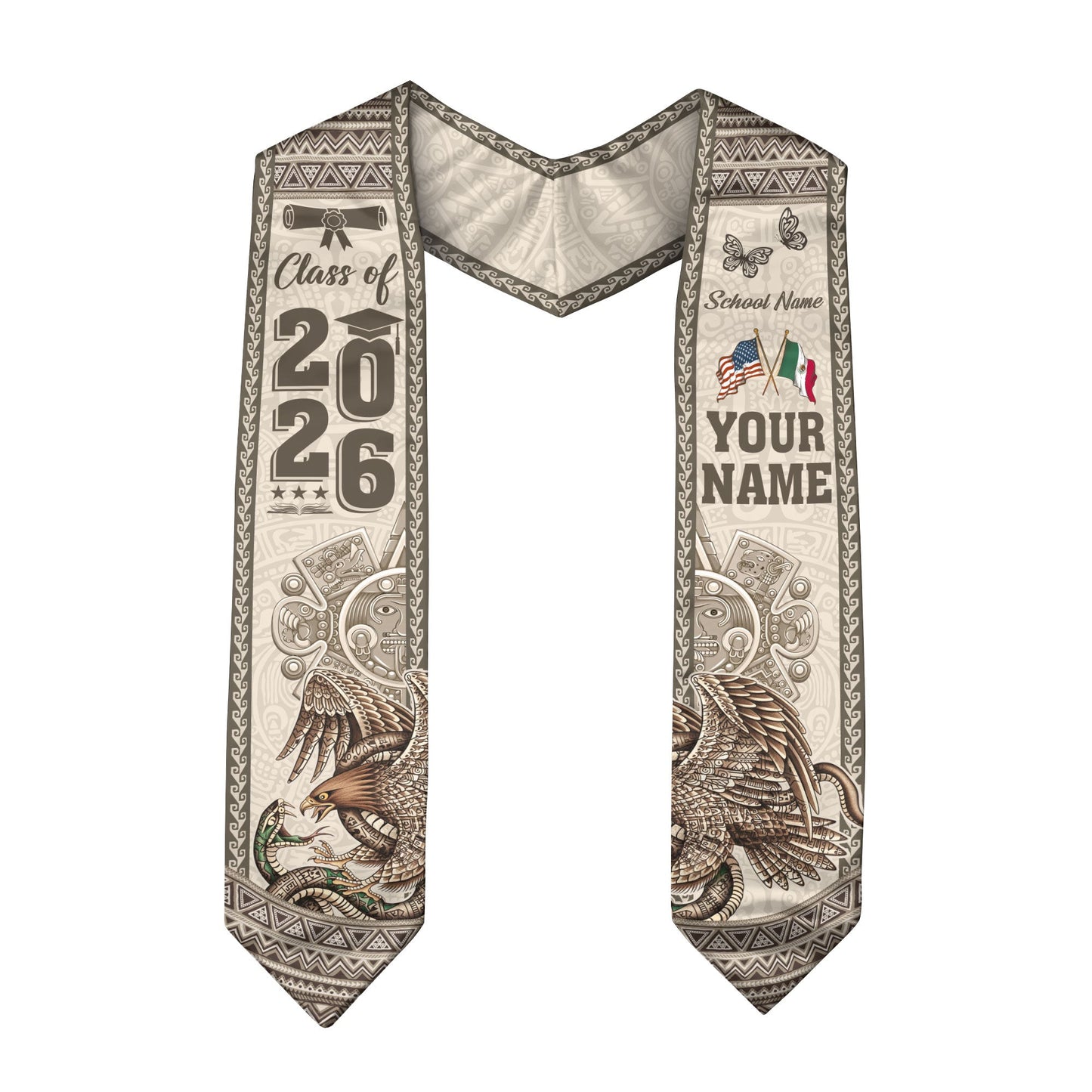 Mexican Graduation Stole 2026 Custom Mexican Graduation Sash, Mexican Flag Graduation Stole