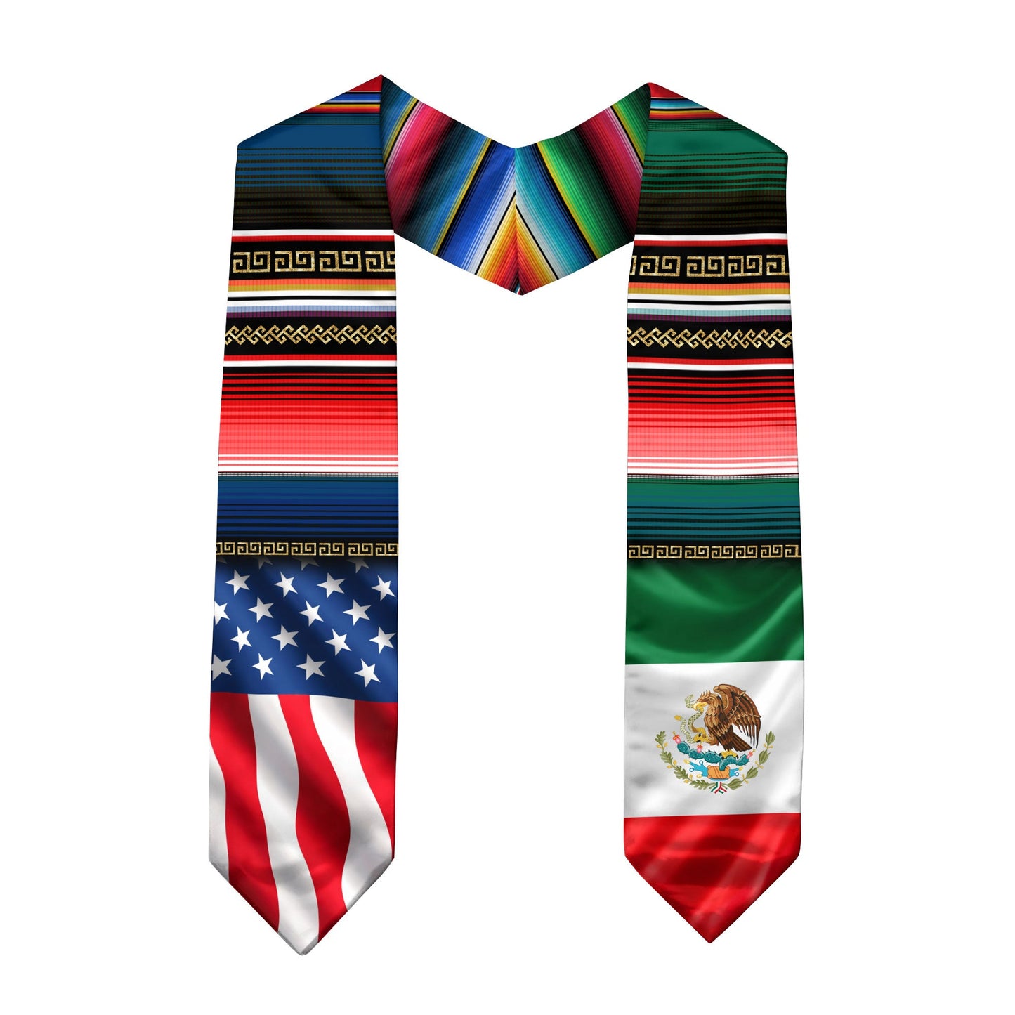 Mexican Heritage Graduation Stole - Aztec Eagle & Pyramid Heritage Sash