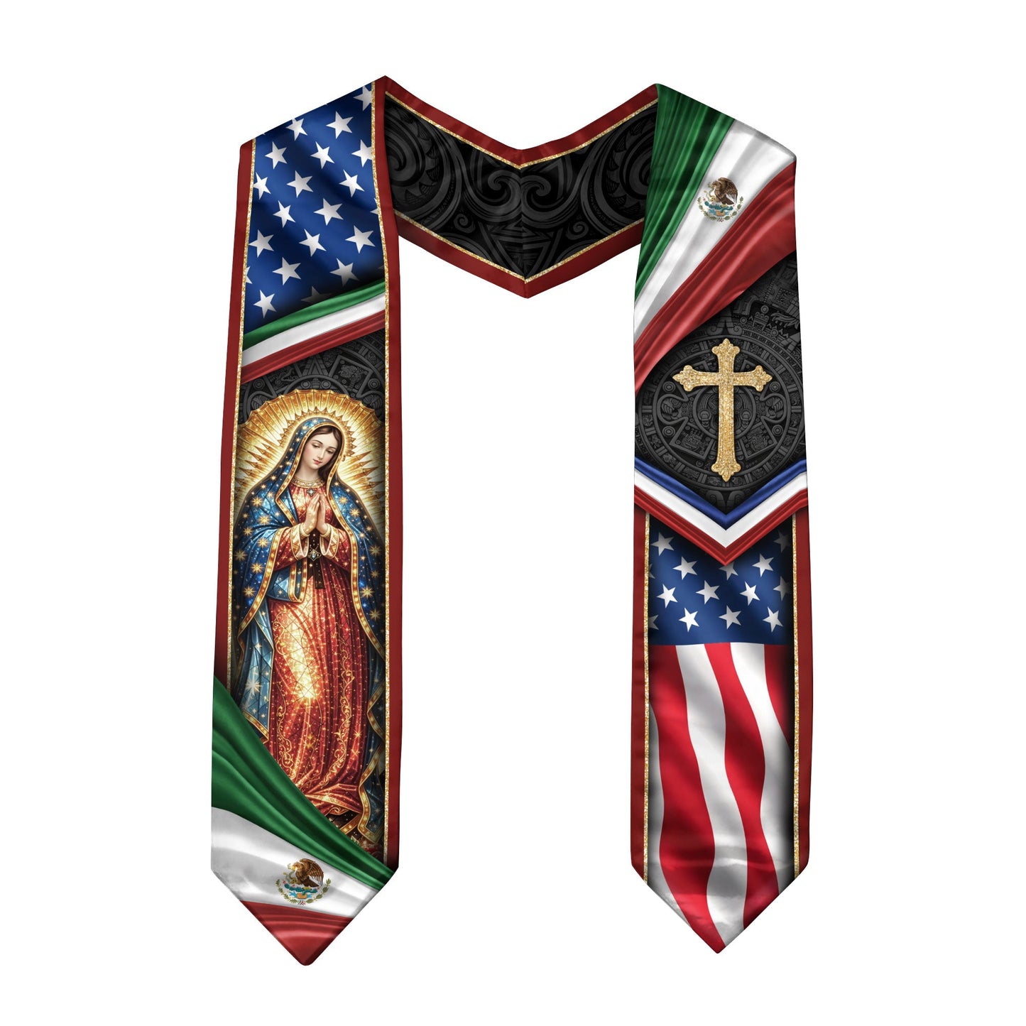 Mexican American Graduation Stole - Mexico USA Flag Dual Heritage Sash