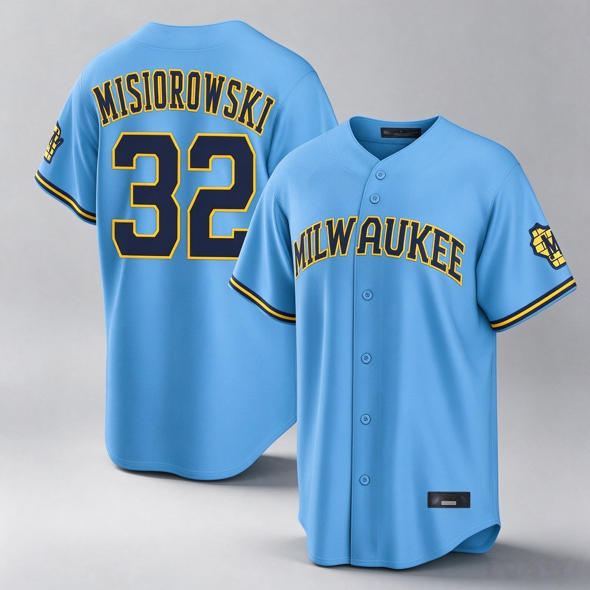 Milwaukee Brewers #32 Jacob Misiorowski Player Light Blue Road Stadium Limited Stitched Baseball Jerseys