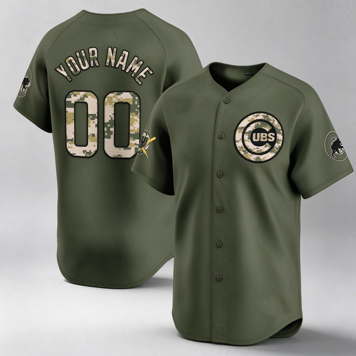 Chicago Cubs Armed Forces Day Vapor Premier Limited Custom Jersey ¨C All Stitched-Green Baseball Jersey