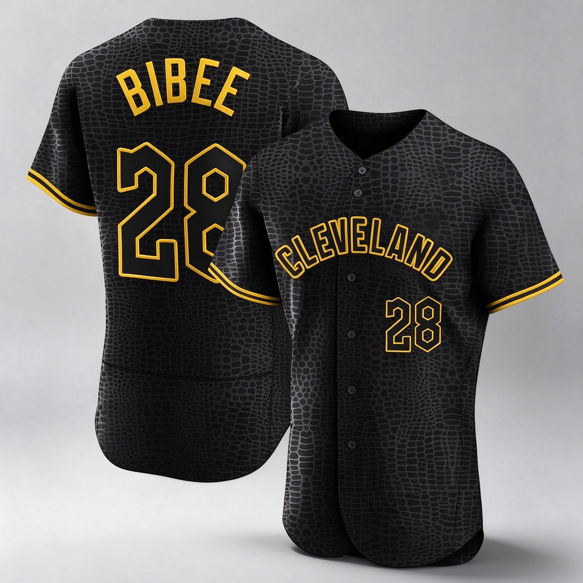 Cleveland Guardians #28 Tanner Bibee Player Black Snake Skin City Limited Elite Home Stitched Baseball Jersey