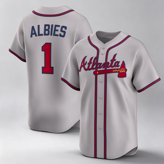 Atlanta Braves #1 Ozzie Albies Gray Road Limited Player Baseball Jersey