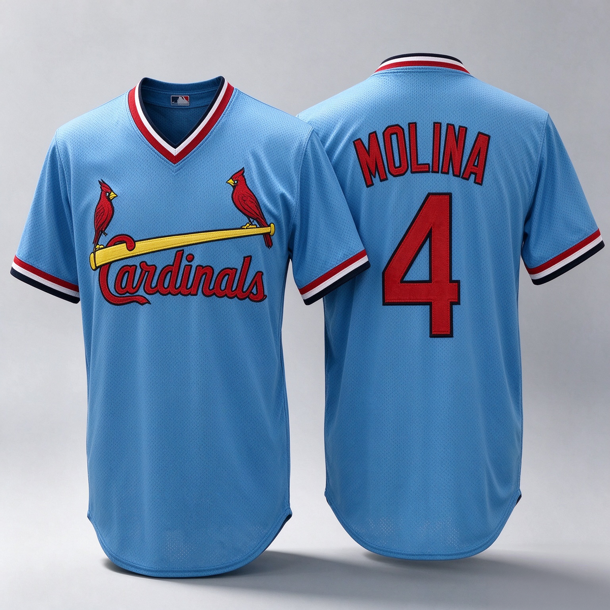 St. Louis Cardinals #4 Yadier Molina Light Blue Pullover Cooperstown Collection Stitched Baseball Jersey