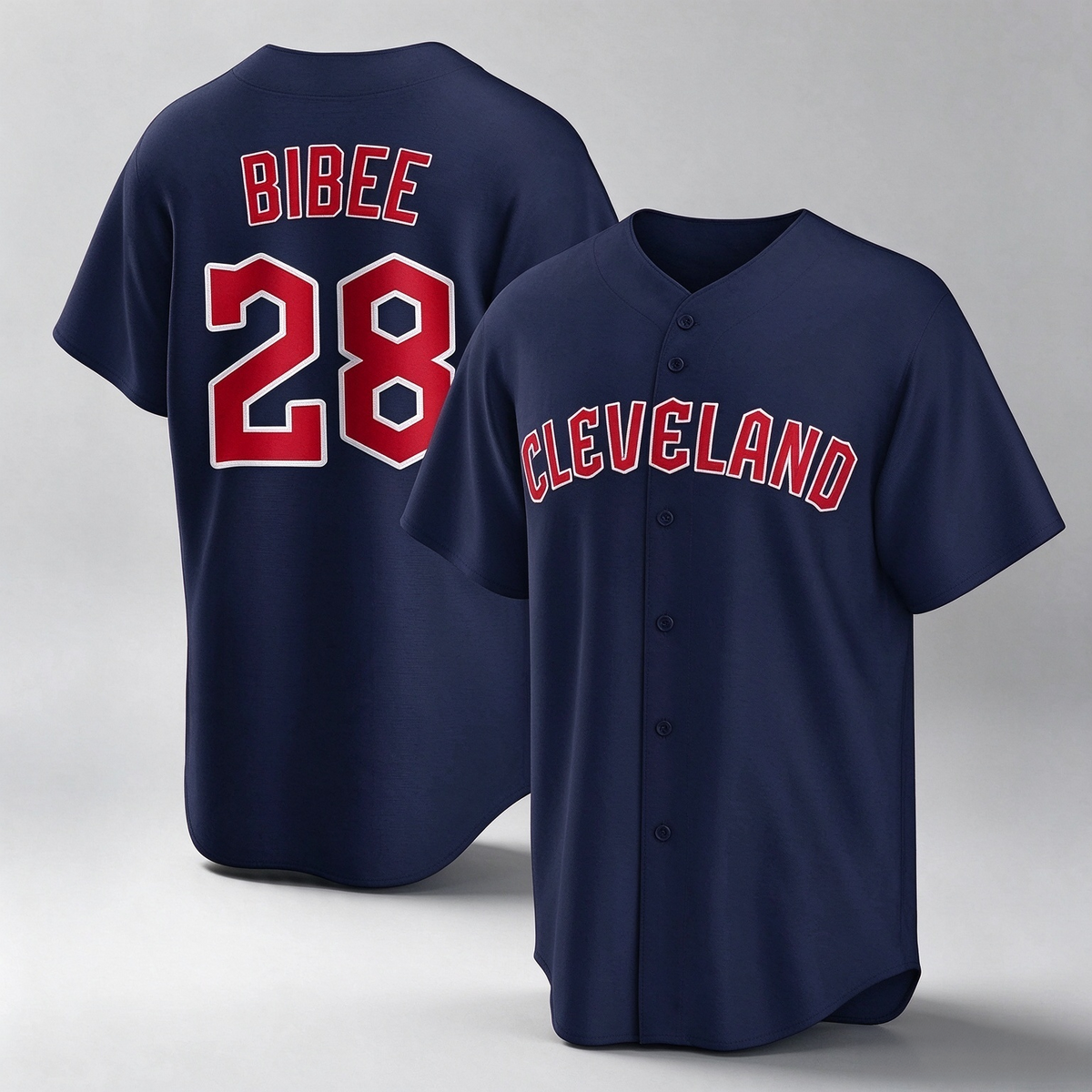Cleveland Guardians #28 Tanner Bibee Player Navy Game Home Stitched Baseball Jersey