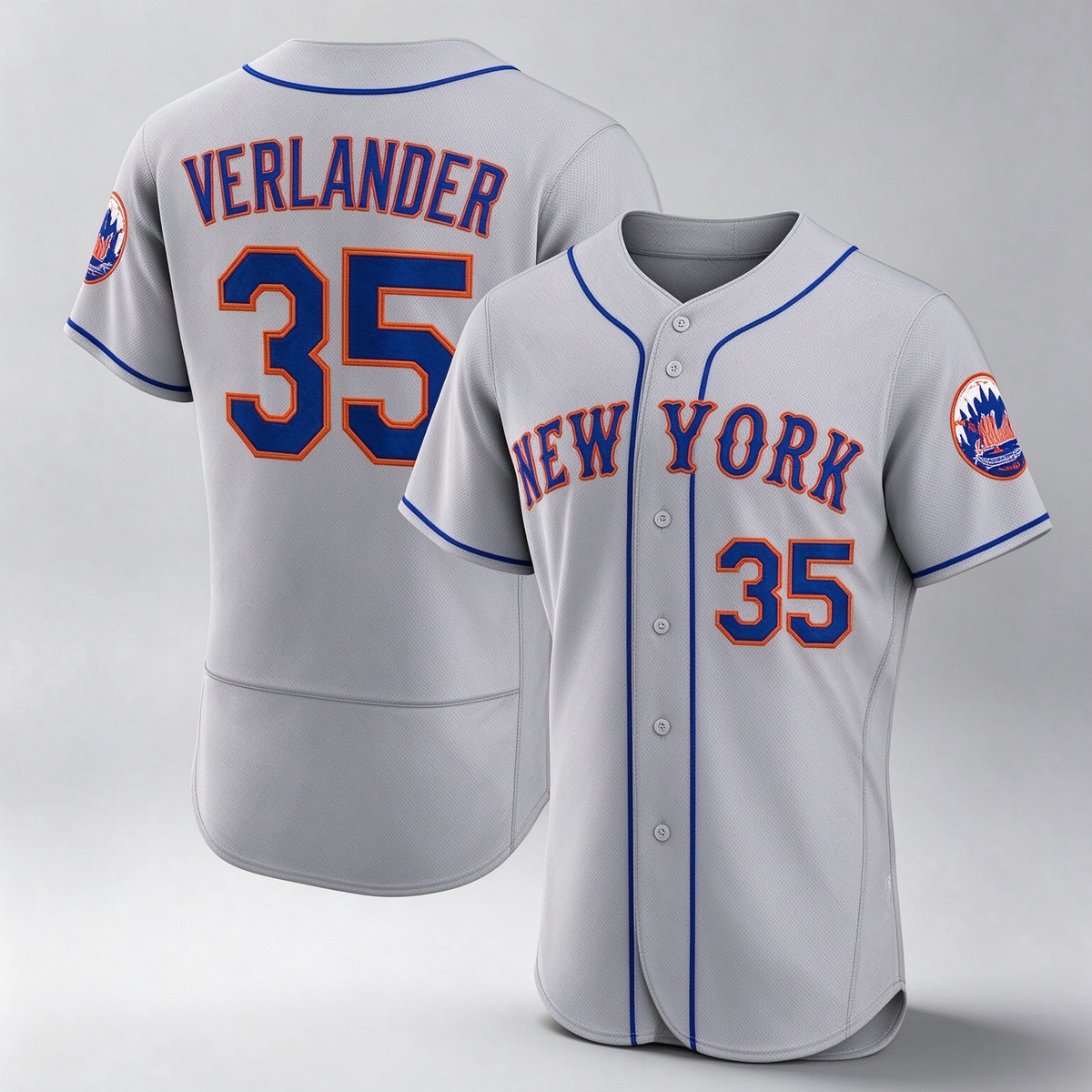 New York Mets #35 Justin Verlander Gray Flex Base Stitched Baseball Jersey
