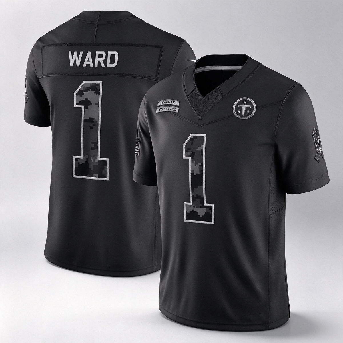 T.Titans #1 Cameron Ward Black 2026 Salute to Service Stitched Limited Football Jersey