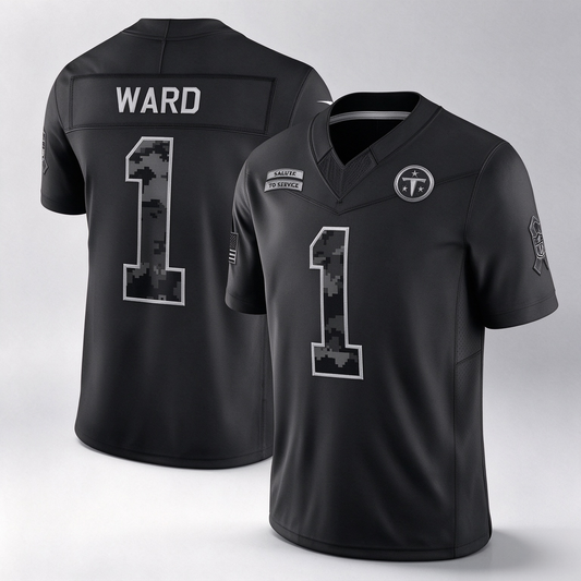 T.Titans #1 Cameron Ward Black 2026 Salute to Service Stitched Limited Football Jersey