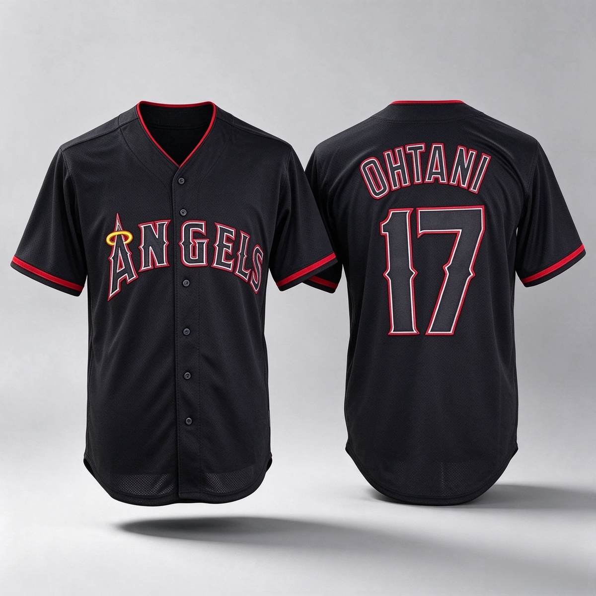 Los Angeles Angels #17 Shohei Ohtani Lights Out Black Fashion Cool Baseball Jersey