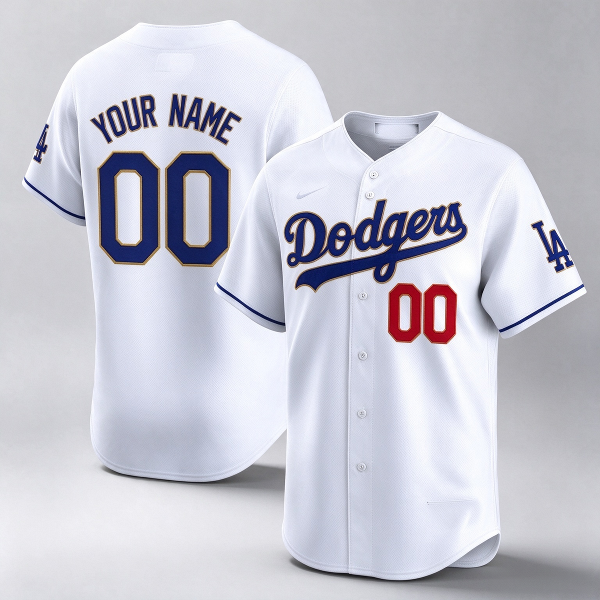 Dodgers Vin Patch & Kobe Bryant Gold Trim Vapor Premier Limited Custom Jersey V2 ¨C White Baseball Jersey