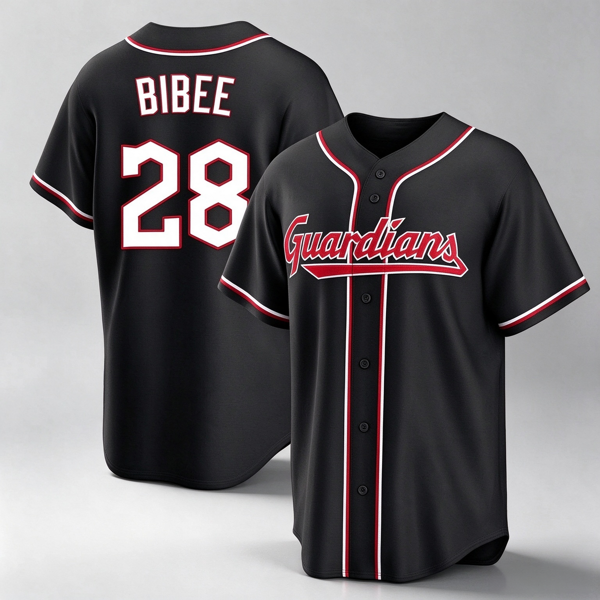 Cleveland Guardians #28 Tanner Bibee Player Black Fashion Out Home Game Stitched Baseball Jersey