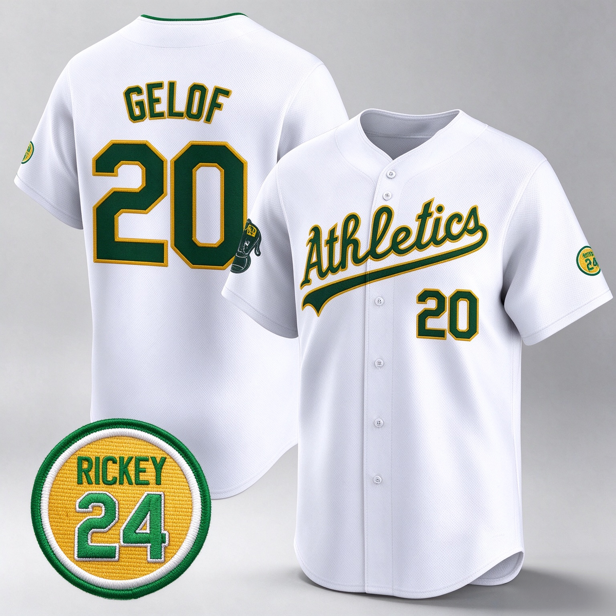 Oakland Athletics #20 Zack Gelof White 2024 Home Limited With Rickey Henderson Patch Stitched Baseball Jersey