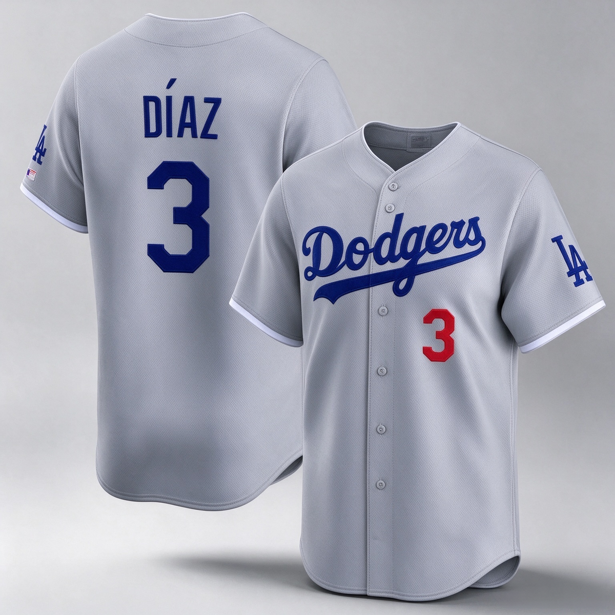 Los Angeles Dodgers #3 Edwin Díaz Gray Limited Stitched Baseball Jersey
