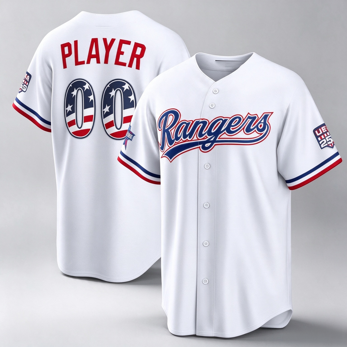 Custom Texas Rangers 2026 All-Star Edition Stars & Stripes White Stadium Pick-A-Player Baseball Jersey