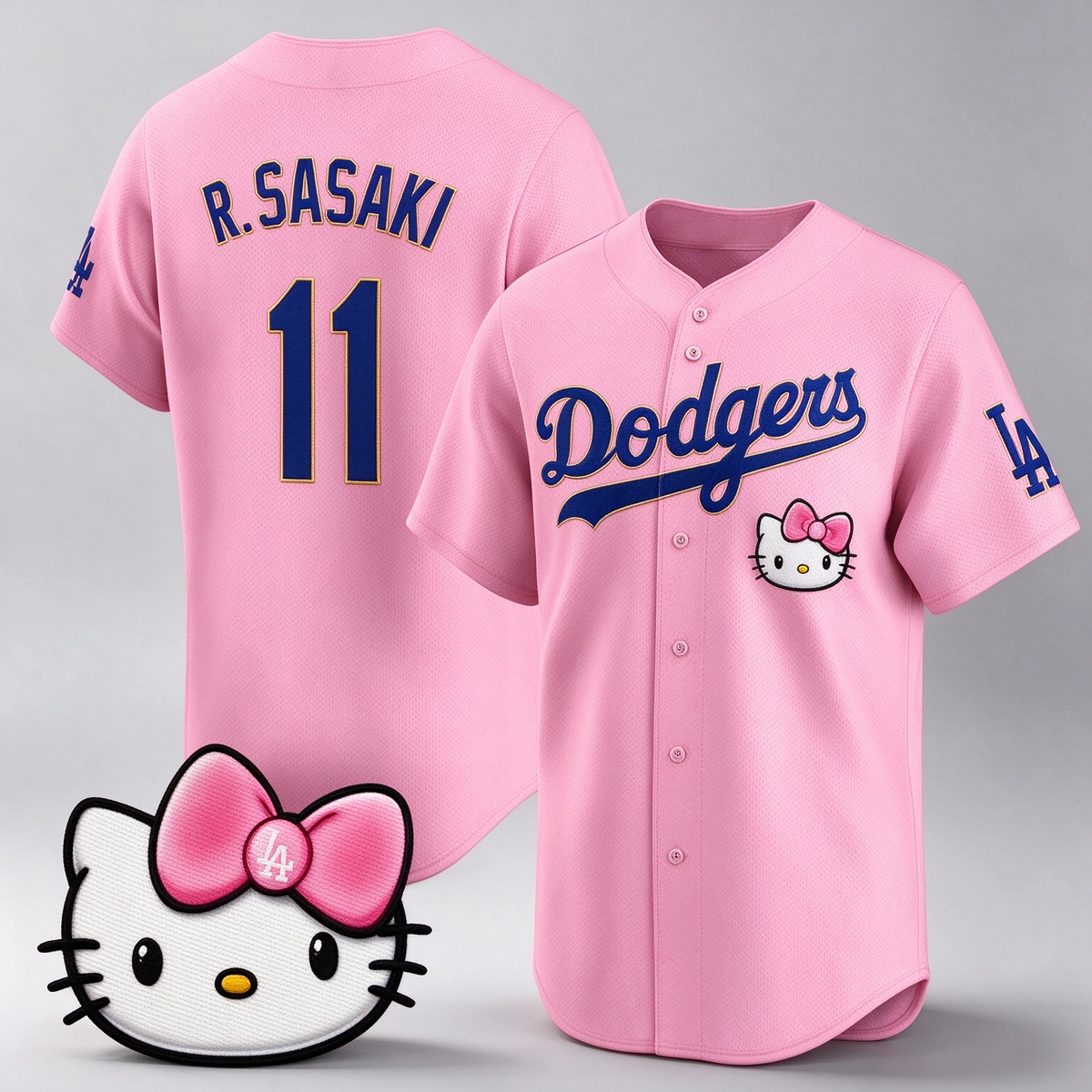 Los Angeles Dodgers #11 Roki Sasaki Pink 2025 Hello Kitty Vapor Limited Stitched Baseball Jersey