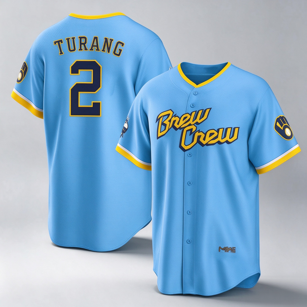Milwaukee Brewers #2 Brice Turang Blue 2022 City Connect Cool Base Stitched Baseball Jersey