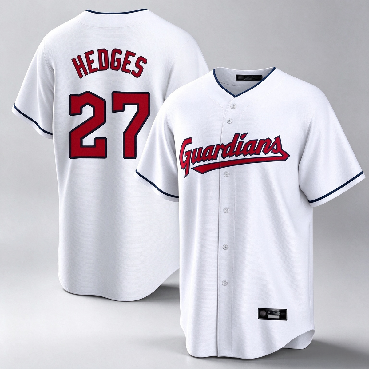 Cleveland Guardians #27 Austin Hedges Player White Home Game Stitched Baseball Jersey