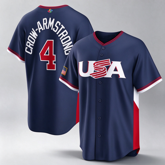 USA Baseball #4 Pete Crow-Armstrong 2026 World Baseball Classic Road Stadium Baseball Jersey - Navy