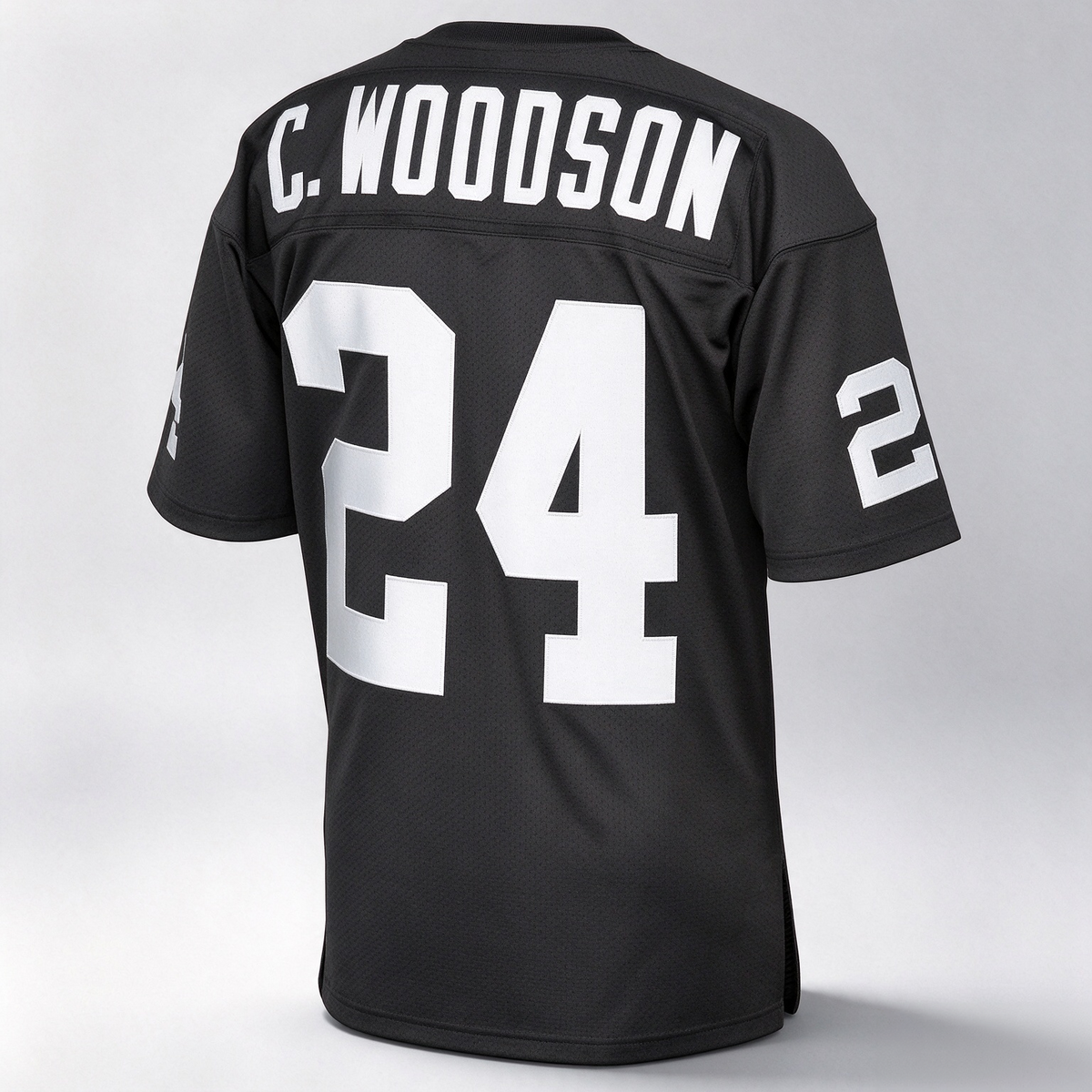 L.Raiders #24 Charles Woodson Mitchell & Ness Black 1998 Authentic Throwback Retired Player Jersey Stitched American Football Jerseys