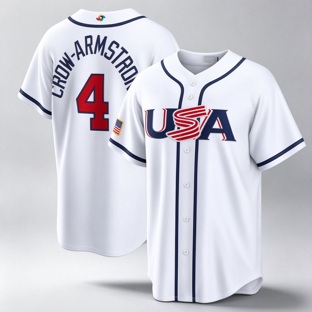 USA Baseball #4 Pete Crow-Armstrong 2026 World Baseball Classic Home Stadium Baseball Jersey - White