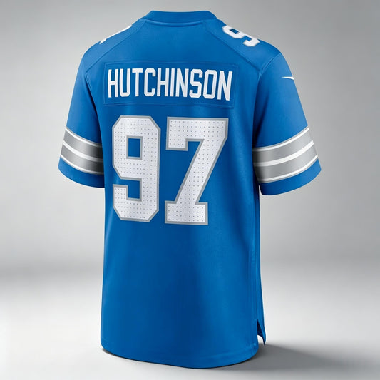 D.Lions #97 Aidan Hutchinson Blue Game Stitched Jerseys