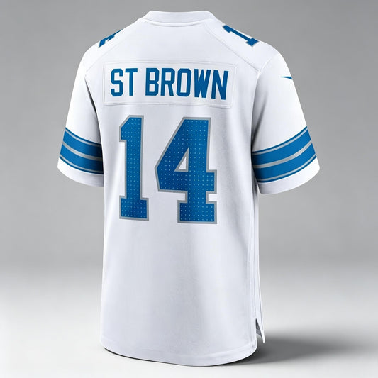 D.Lions #14 Amon-Ra St. Brown White Game Stitched Jerseys