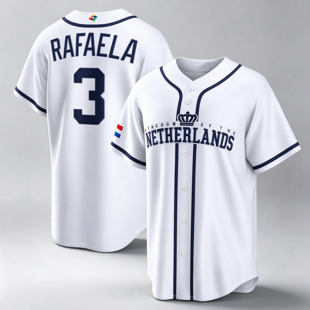 Netherlands Baseball #3 Ceddanne Rafaela 2026 World Baseball Classic Home Stadium Baseball Jersey - White