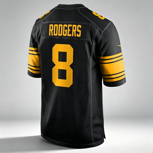 PHIN PIT.Steelers #8 Aaron Rodgers Black Game Stitched Jerseys