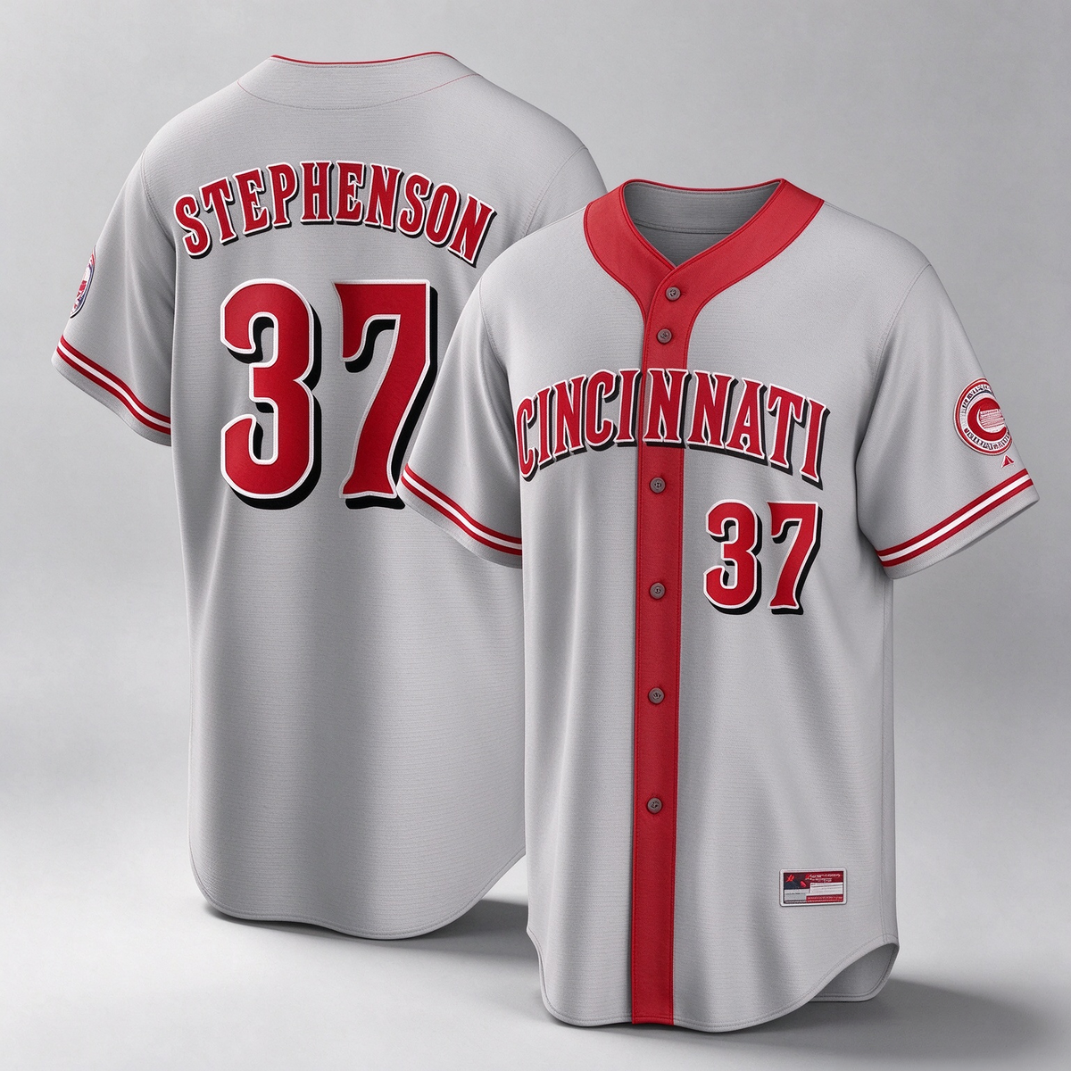 Cincinnati Reds #37 Tyler Stephenson Player Gray Home Game Stitched Baseball Jersey