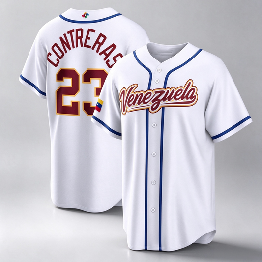 Venezuela Baseball #23 William Contreras 2026 World Baseball Classic Home Stadium Baseball Jersey - White