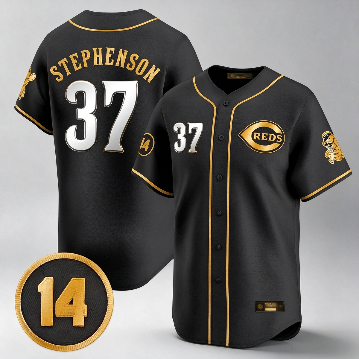 Cincinnati Reds #37 Tyler Stephenson Player Black-Gold Vapor Premier Limited Home Stitched Baseball Jersey