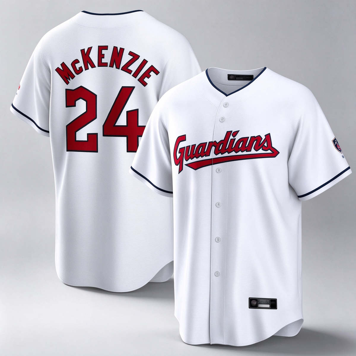 Cleveland Guardians #24 Triston McKenzie Player White Home Game Stitched Baseball Jersey