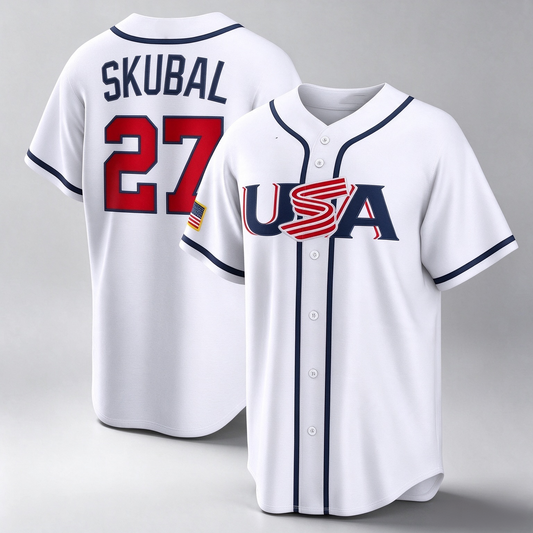 USA Baseball #27 Tarik Skubal 2026 World Baseball Classic Home Stadium Baseball Jersey - White