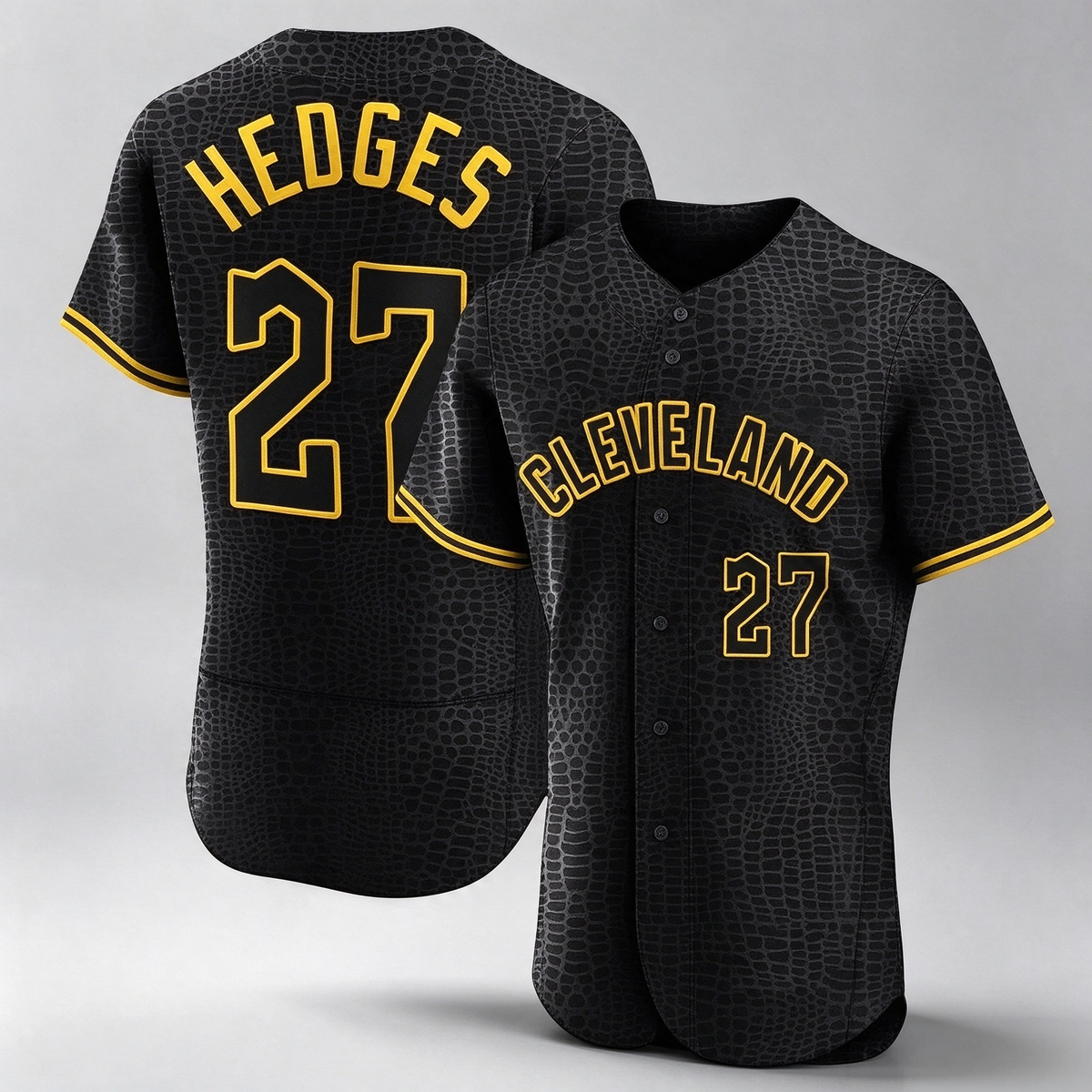 Cleveland Guardians #27 Austin Hedges Player Black Snake Skin City Limited Elite Home Stitched Baseball Jersey