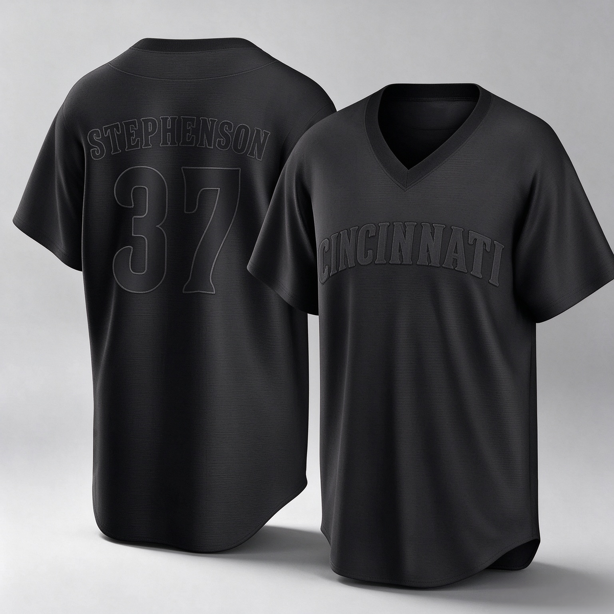 Cincinnati Reds #37 Tyler Stephenson Player Black Game Home Stitched Baseball Jersey