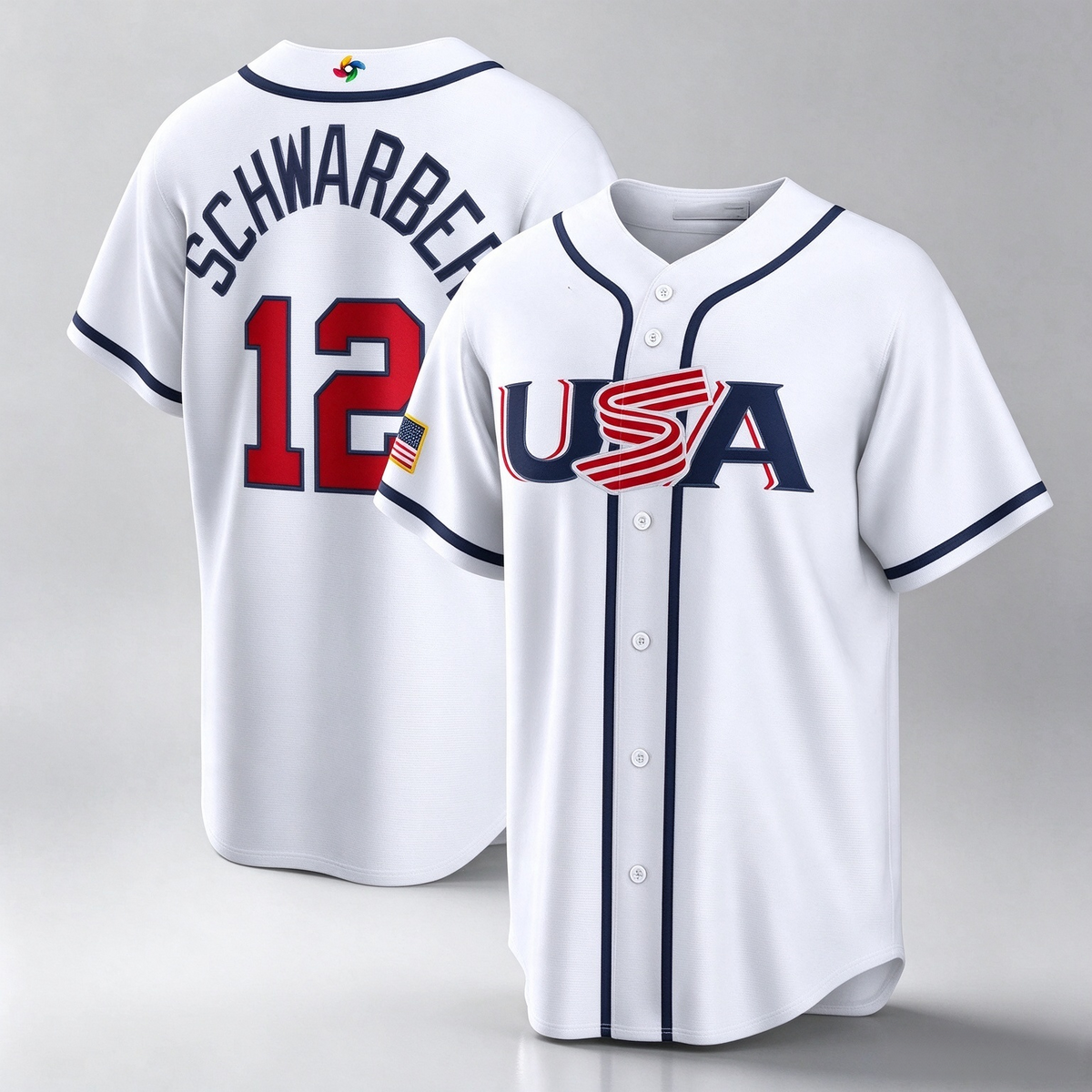 USA Baseball #12 Kyle Schwarber 2026 World Baseball Classic Home Stadium Baseball Jersey - White