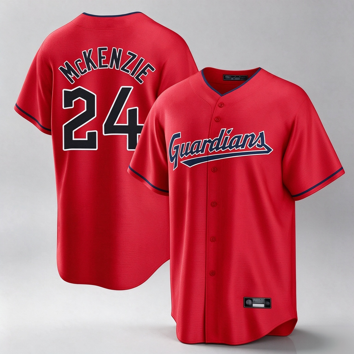 Cleveland Guardians #24 Triston McKenzie Player Red Home Game Stitched Baseball Jersey