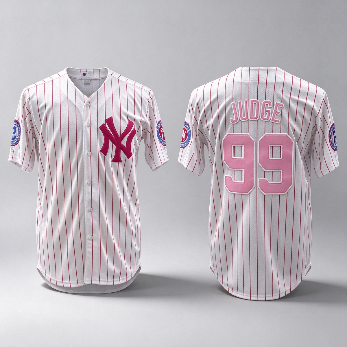 New York Yankees #99 Aaron Judge Pink With Patch Limited Stitched Baseball Jersey