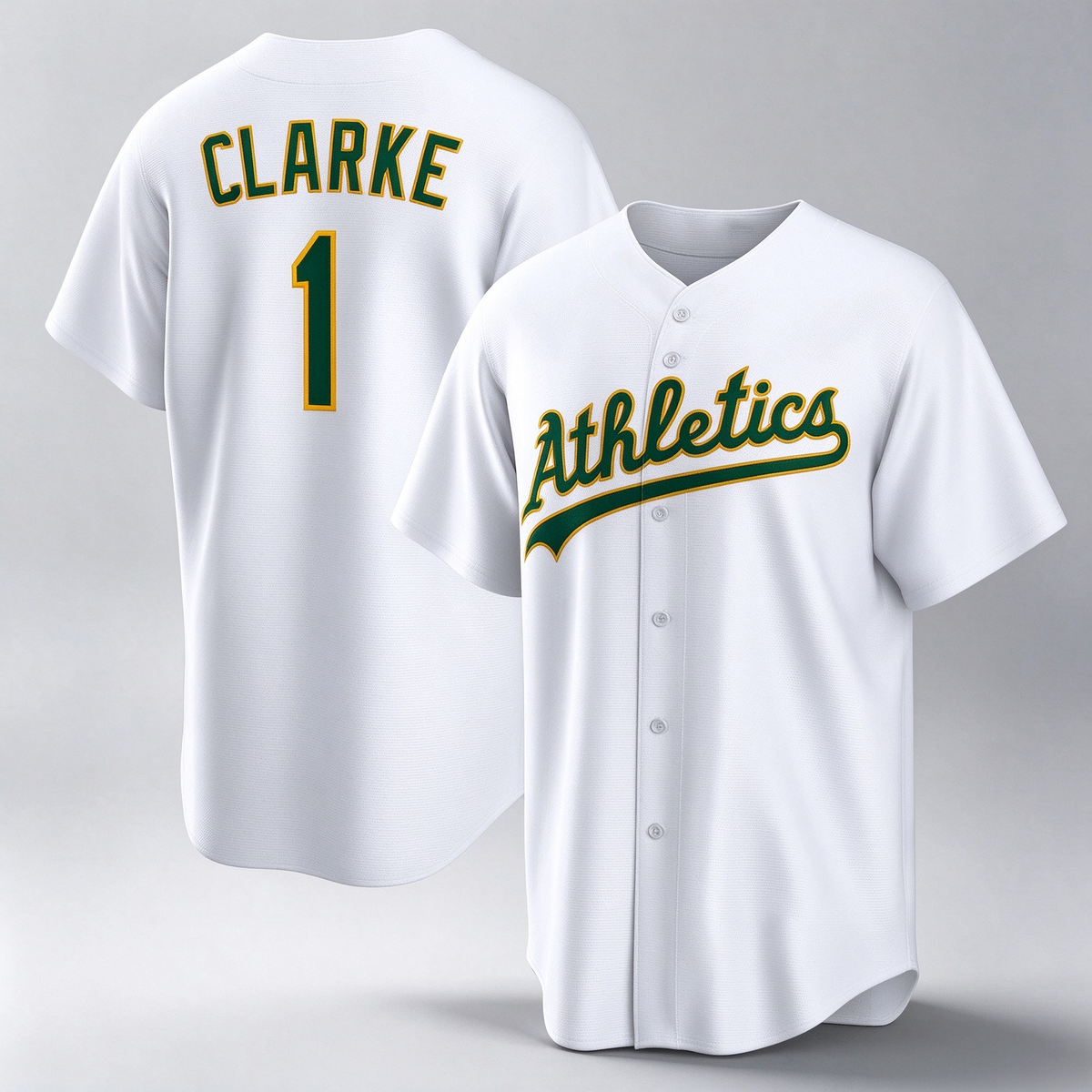 Oakland Athletics #1 Denzel Clarke White Home Replica Baseball Jersey