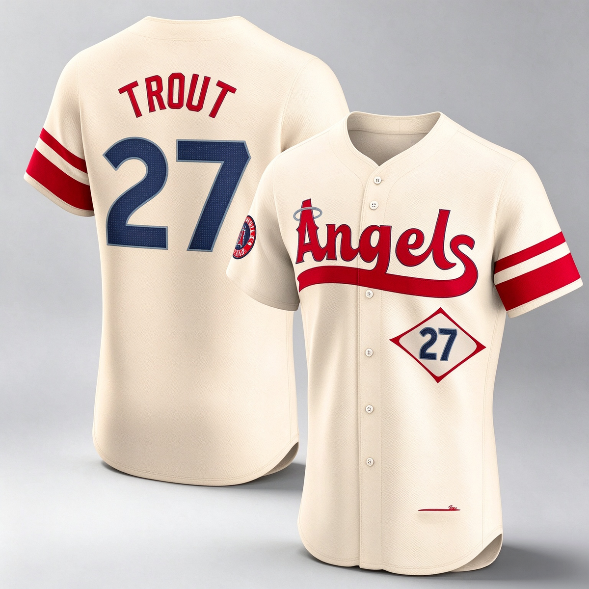 Los Angeles Angels #27 Mike Trout Cream City Connect Elite Player Baseball Jersey