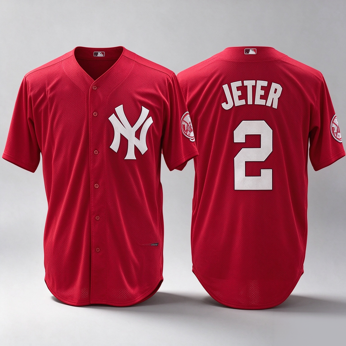 New York Yankees #2 Derek Jeter Red Fashion Cool Baseball Jersey