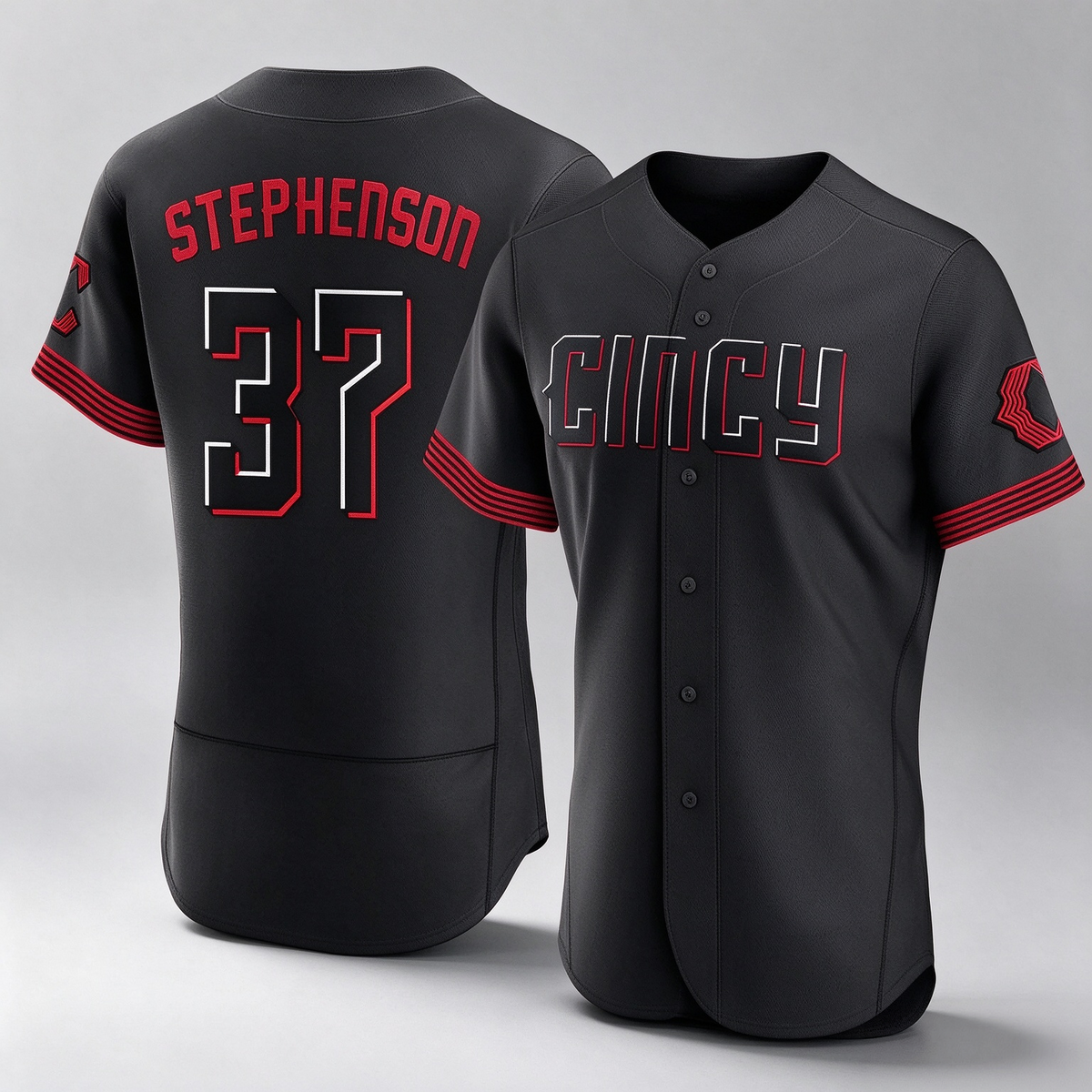 Cincinnati Reds #37 Tyler Stephenson Player Black City Connect Limited Elite Home Stitched Baseball Jersey