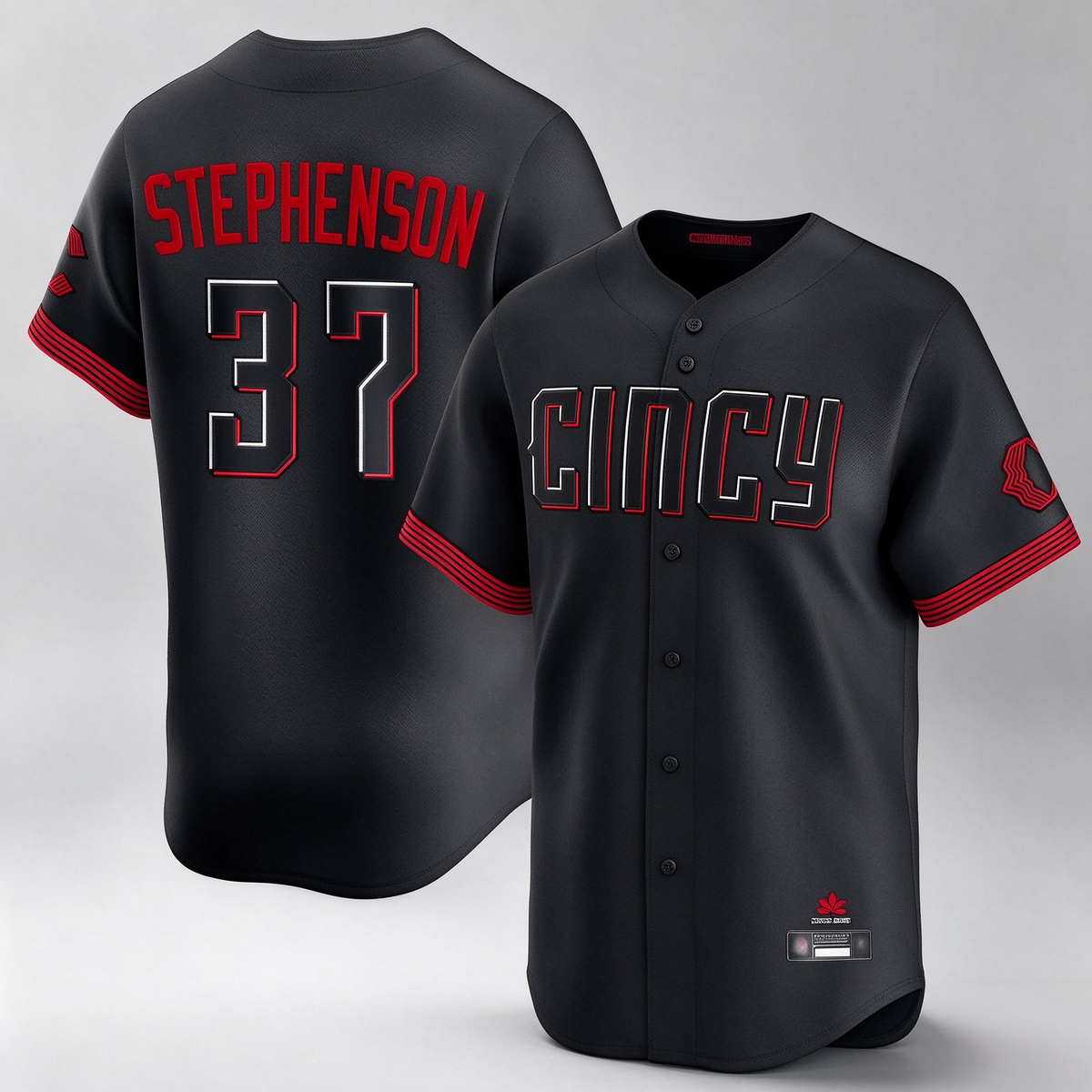 Cincinnati Reds #37 Tyler Stephenson Player Black City Connect Home Limited Stitched Baseball Jersey