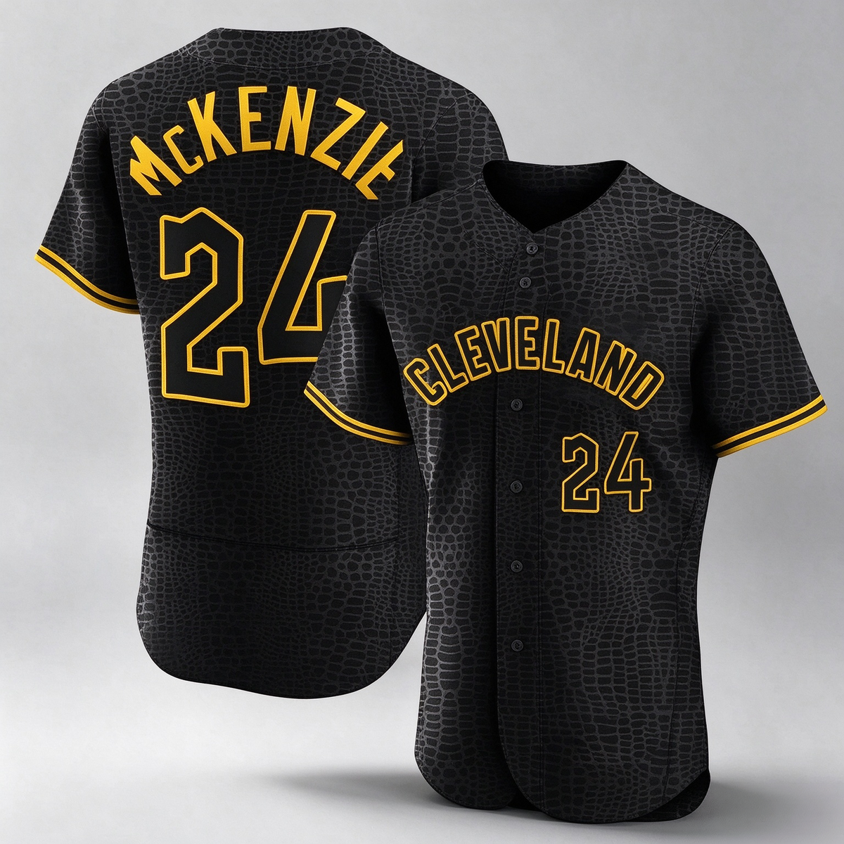Cleveland Guardians #24 Triston McKenzie Player Black Snake Skin City Limited Elite Home Stitched Baseball Jersey
